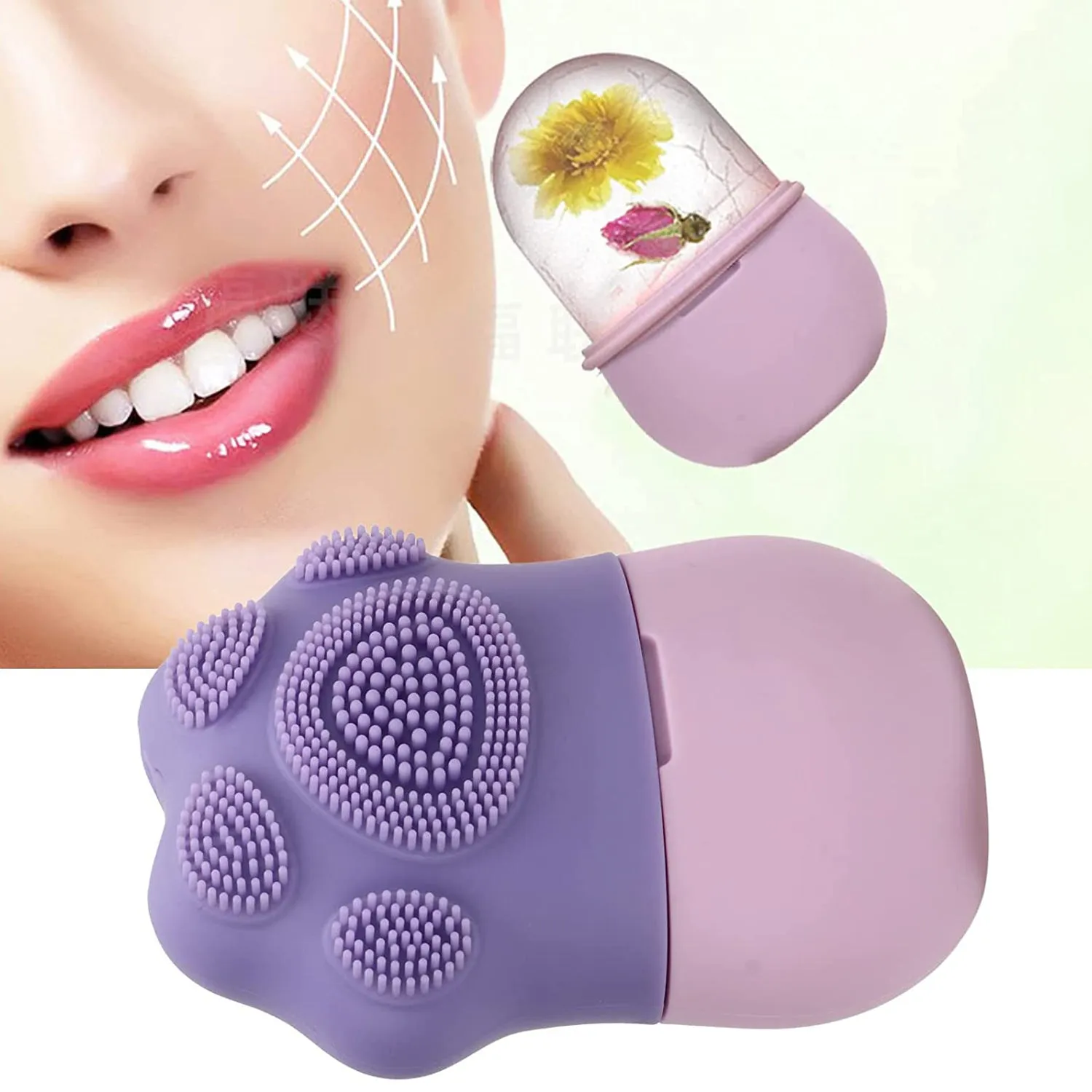 1226 Non Slip Silicone Face Ice Cubes Easy Grip New Unique Shape ice Roller Base Reusable for Beauty  ( 1 pc )