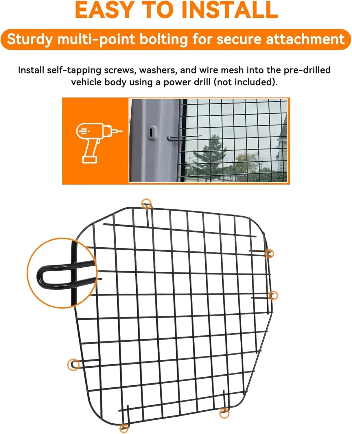 2Pcs Rear Security Window Screens for Ford Transit Low Roof