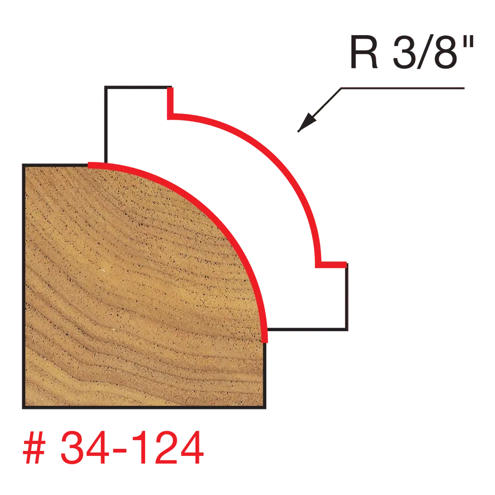 3/8" Radius Rounding Over Bit, Quadra Cut