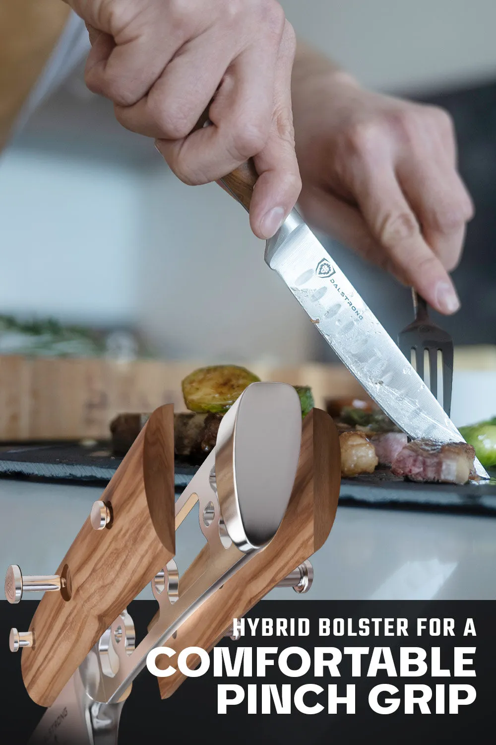 4-Piece Steak Knife Set 5" | Olive Wood Handle | Gladiator Series | Dalstrong ©