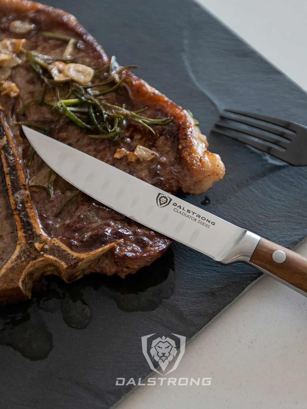 4-Piece Steak Knife Set 5" | Olive Wood Handle | Gladiator Series | Dalstrong ©