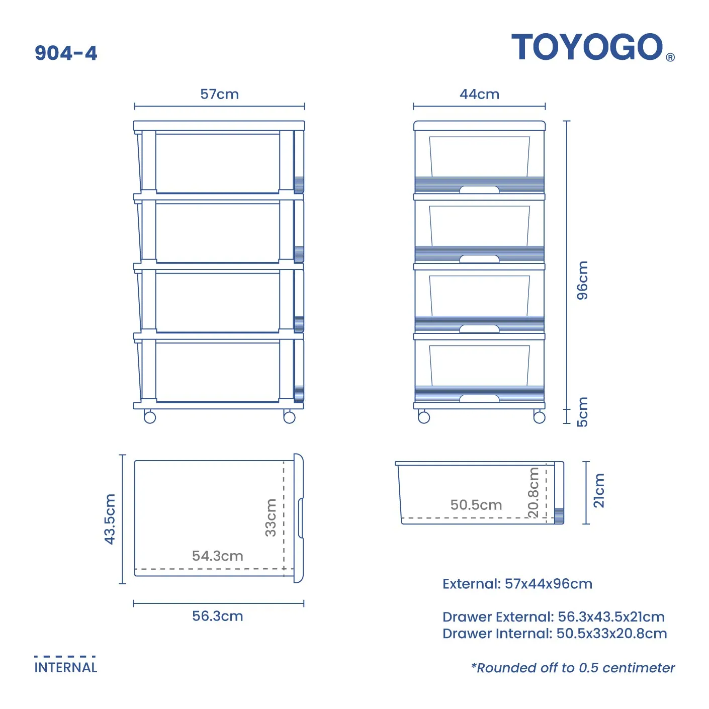 4 TIER CABINET W/WHL (904-4)