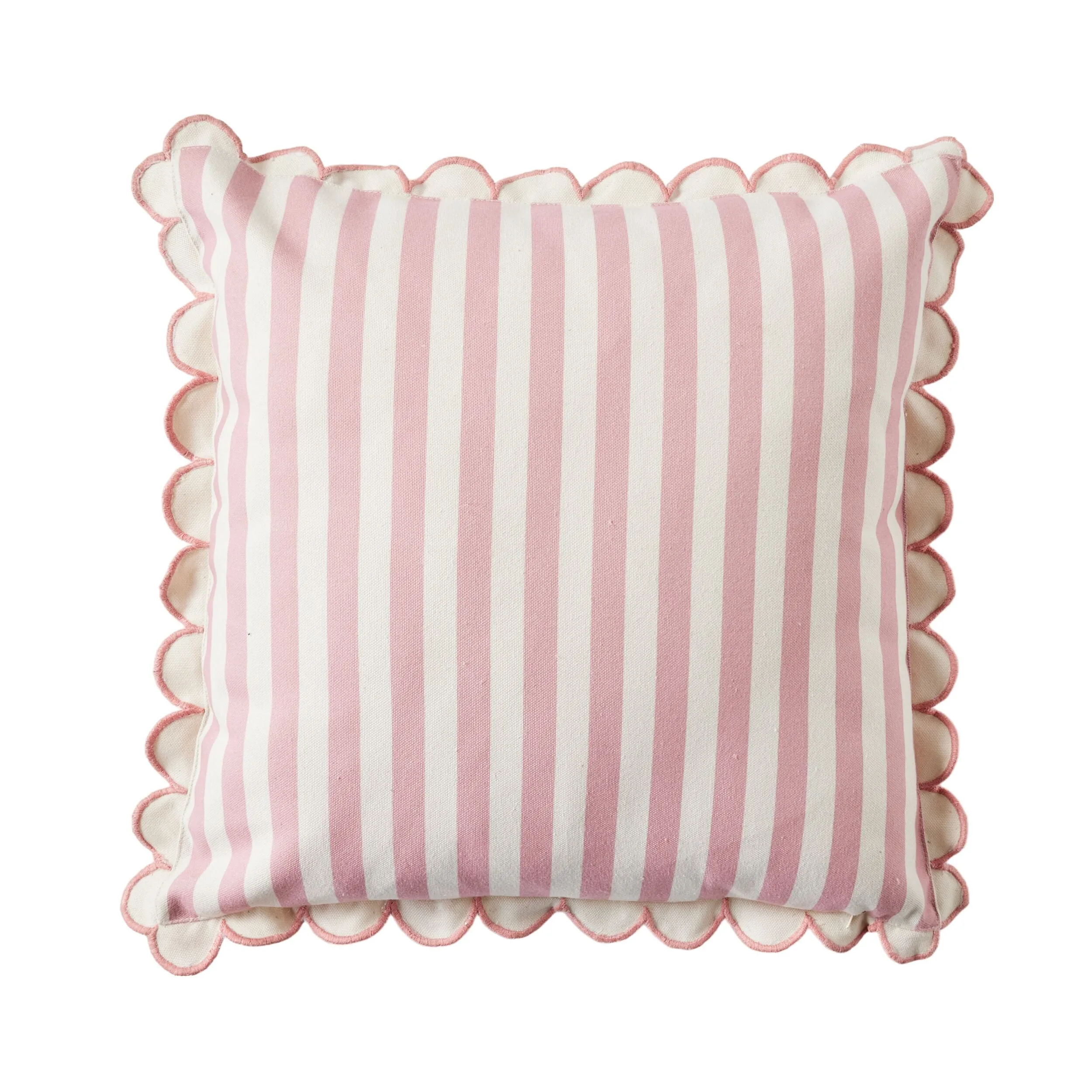 Aruba Scallop Edge Stripe Blush Pink Cushion 45x45