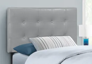 Bed - Twin Size / Grey Leather-Look Headboard Only