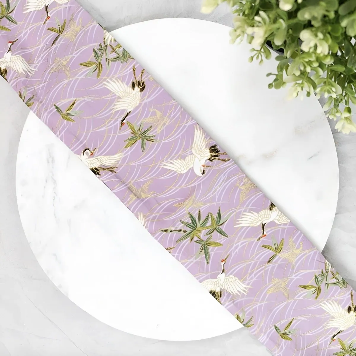 Ceinture Obi rose à motifs grues, modèle Oshita