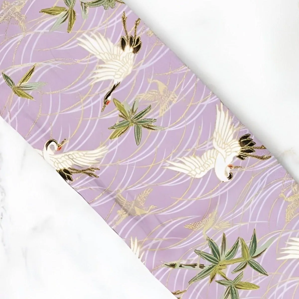 Ceinture Obi rose à motifs grues, modèle Oshita