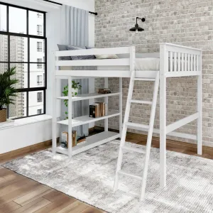 Classic Loft Bed With Bookcase - Full