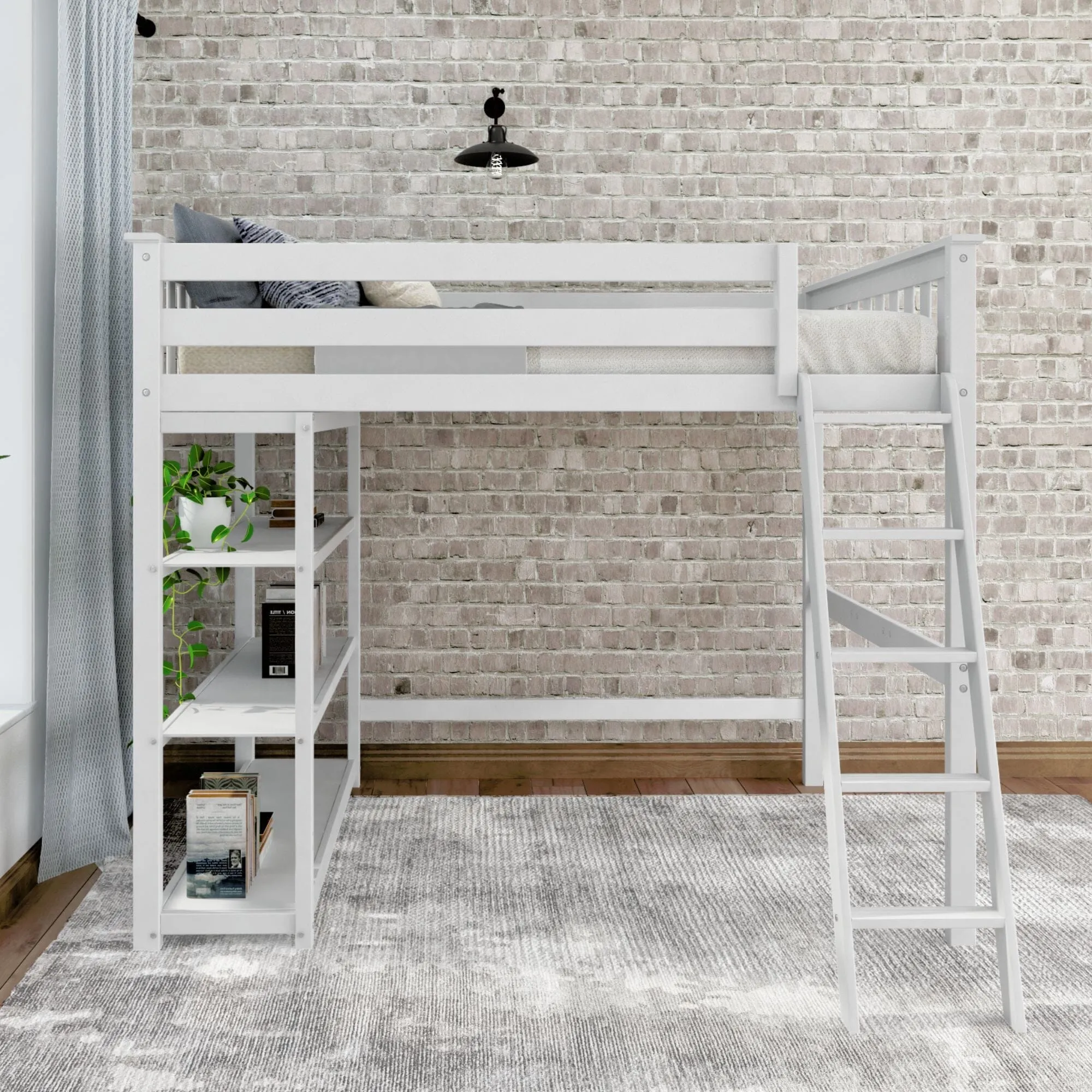 Classic Loft Bed With Bookcase - Full