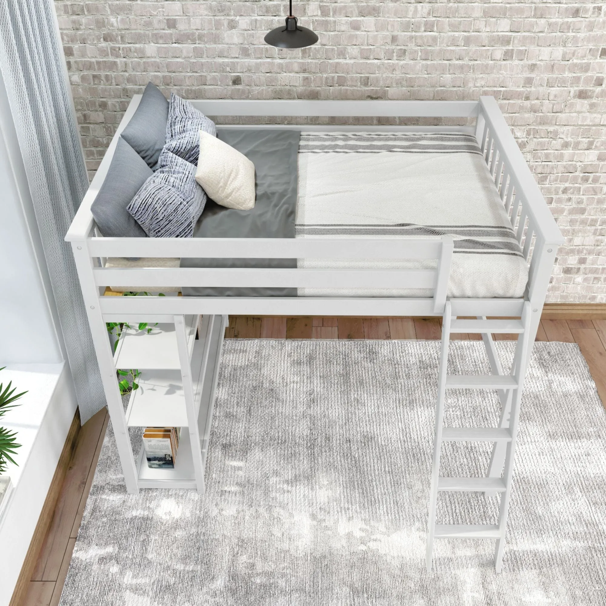Classic Loft Bed With Bookcase - Full