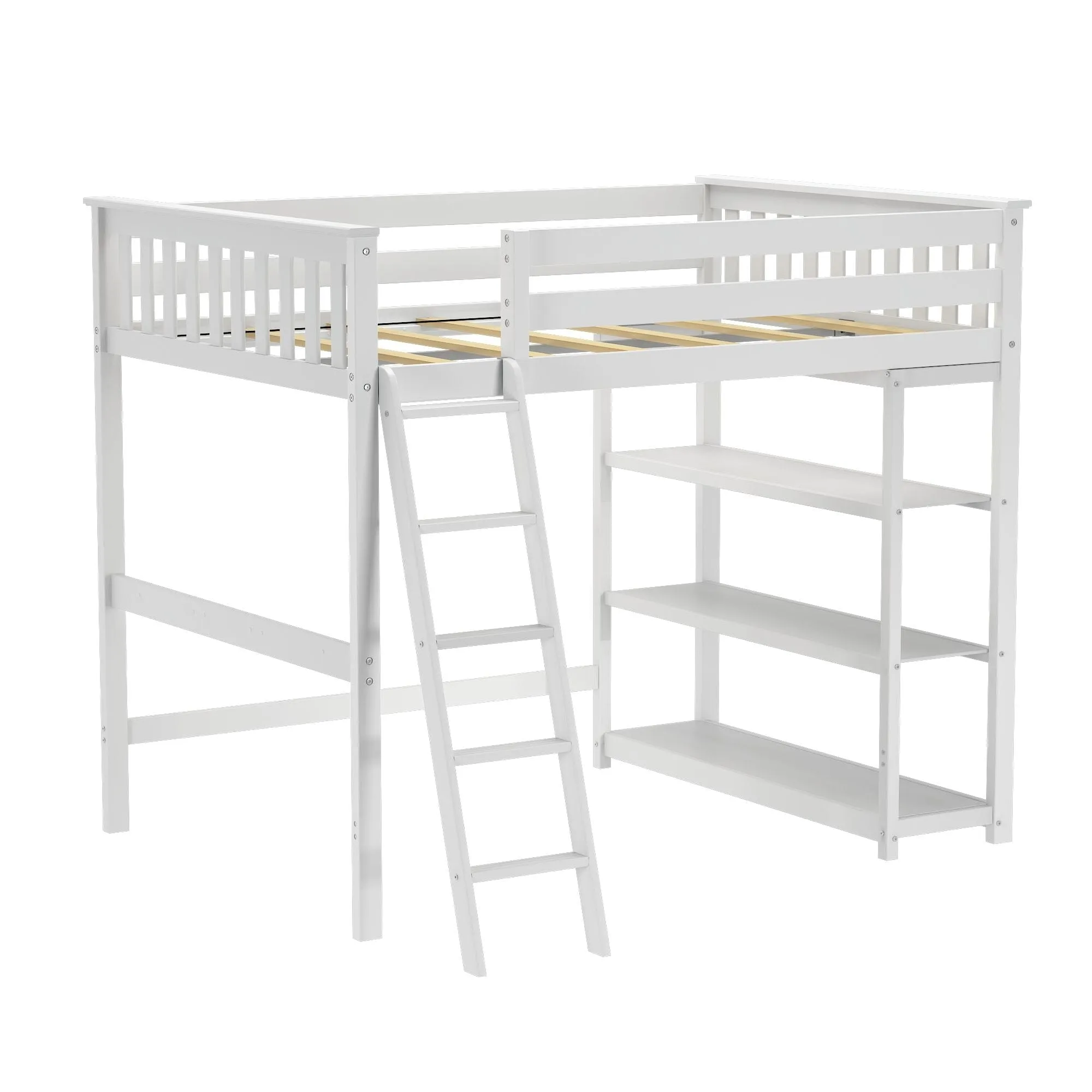 Classic Loft Bed With Bookcase - Full