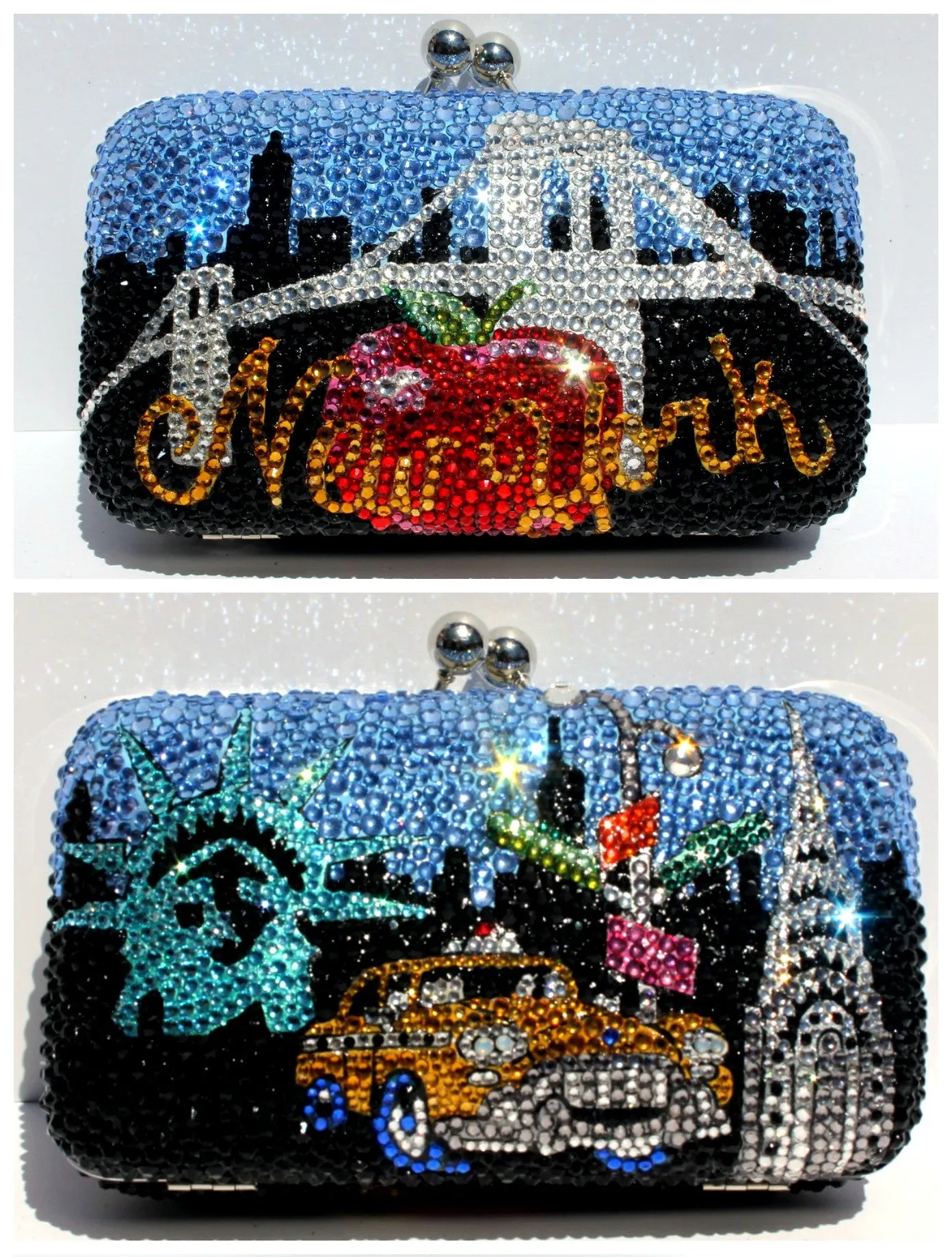 Crystal New York Purse: Clutch with Famous NY Icons