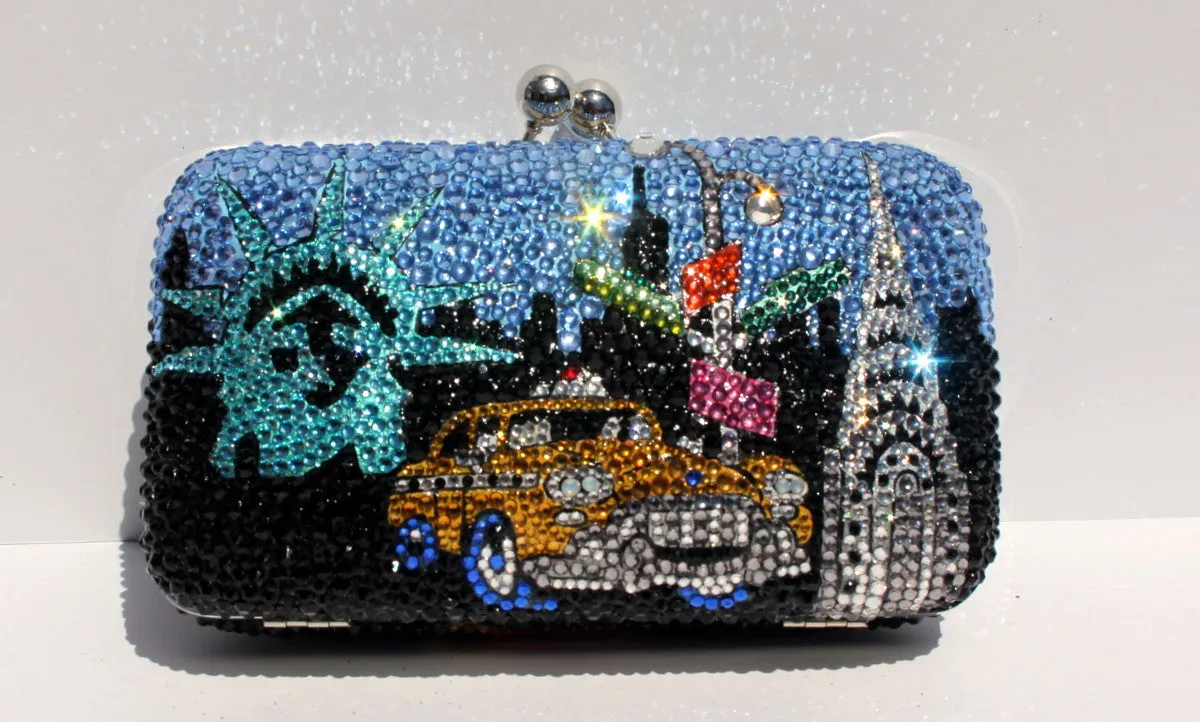 Crystal New York Purse: Clutch with Famous NY Icons