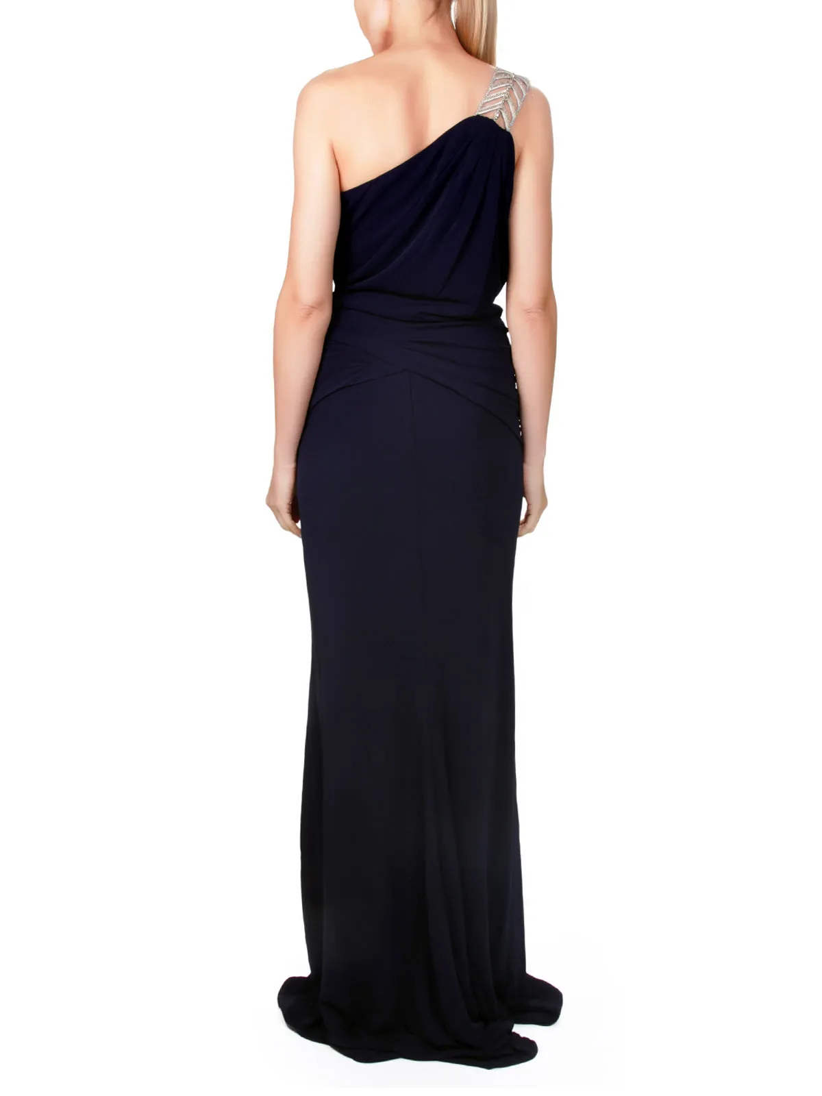 Embellished One-Shoulder Evening Gown