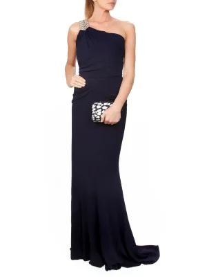 Embellished One-Shoulder Evening Gown