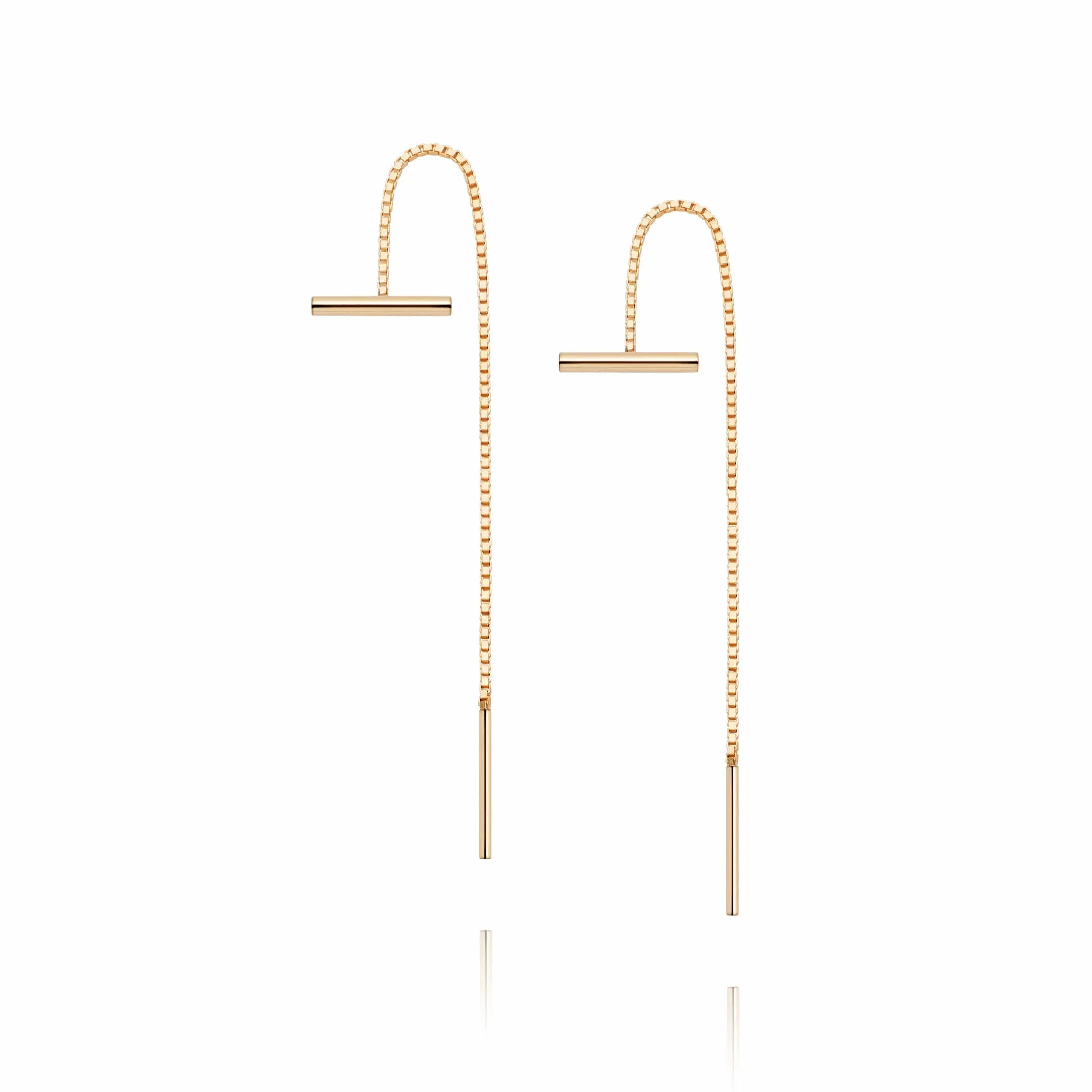 Estée Lalonde T Bar Box Chain Earrings 18ct Gold Plate