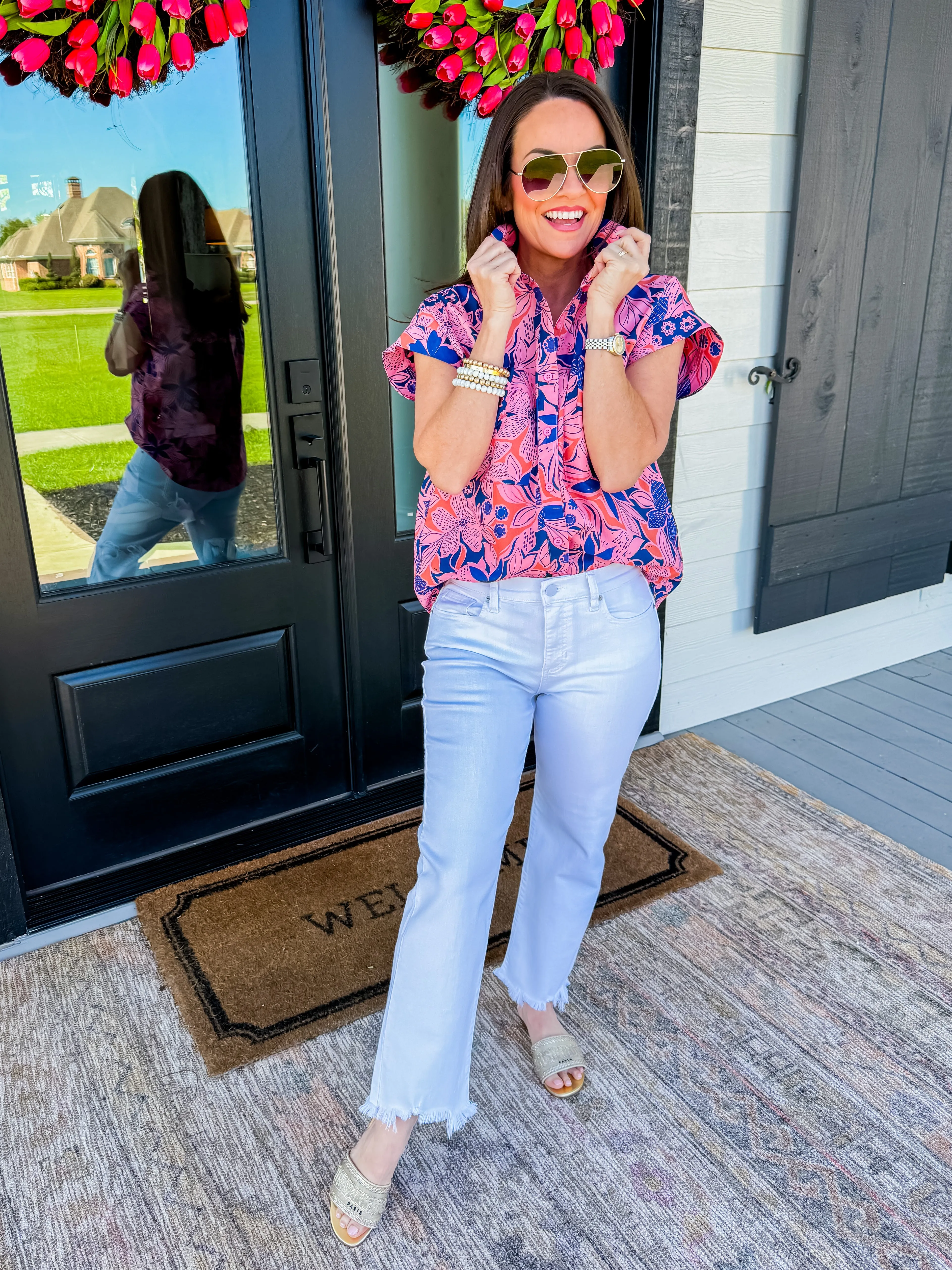 Floral Poplin Pocket Utility Top