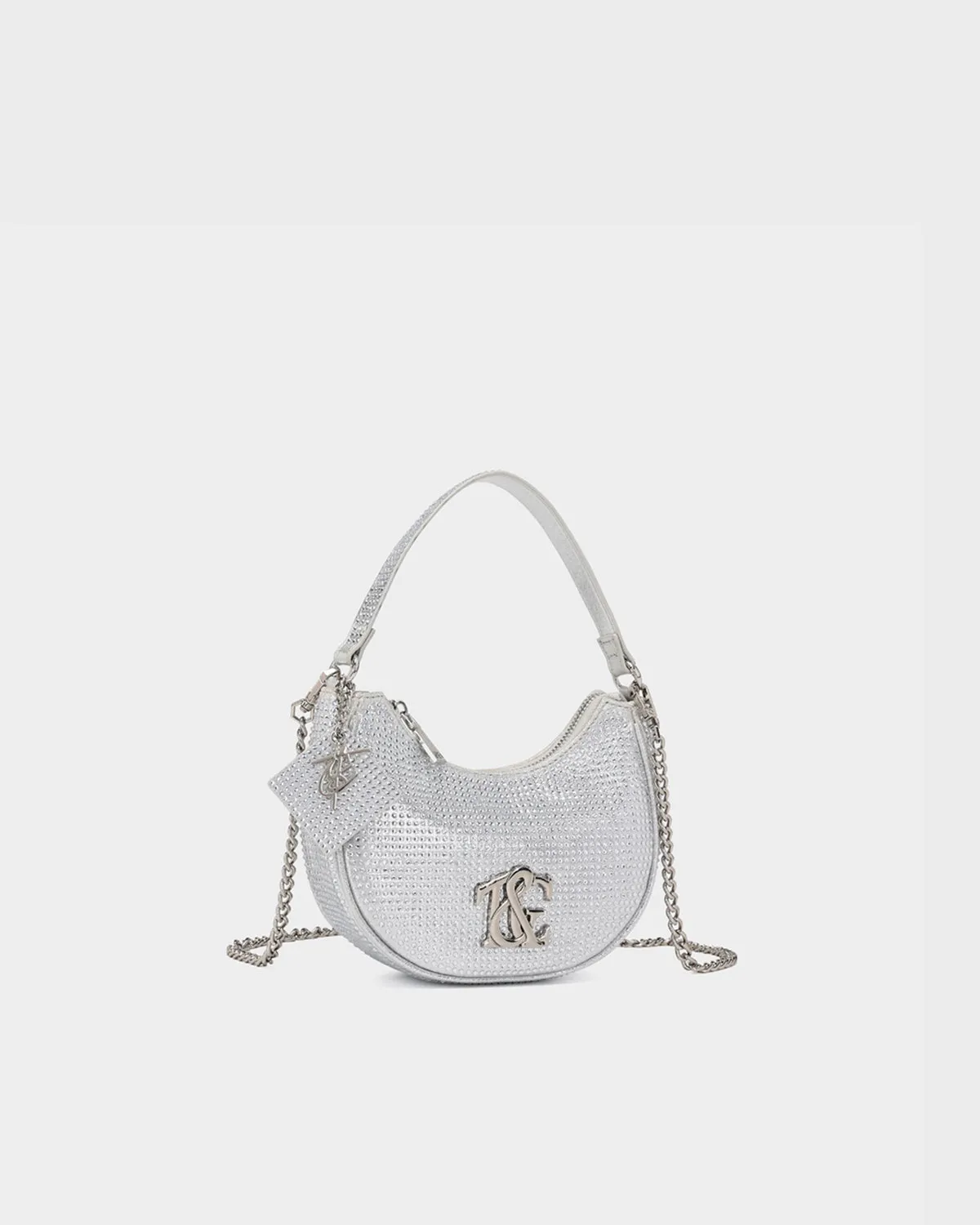 Glam Crescent Purse in Silver