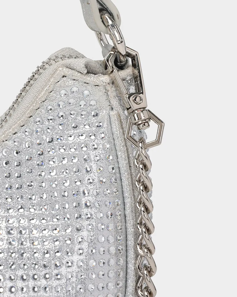 Glam Crescent Purse in Silver
