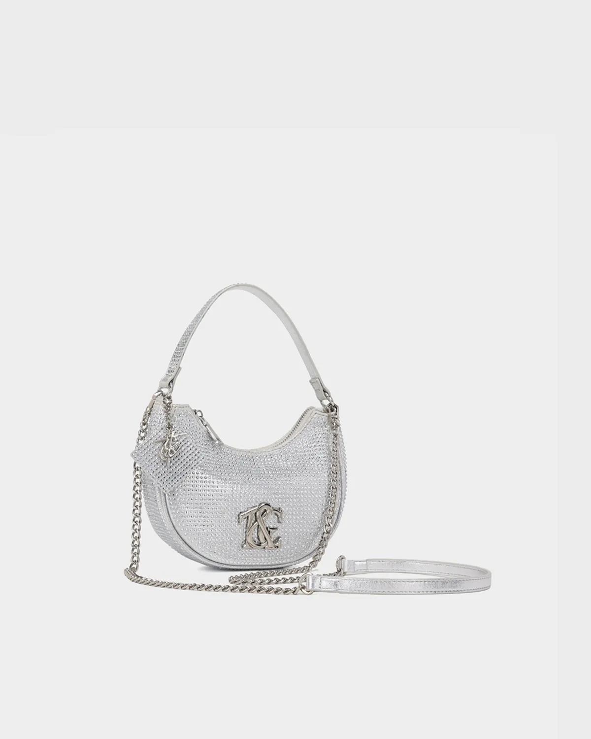 Glam Crescent Purse in Silver