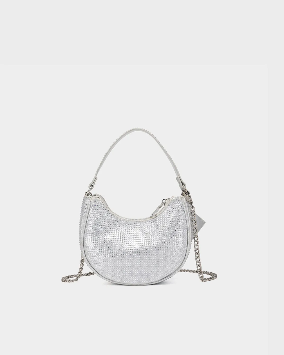 Glam Crescent Purse in Silver