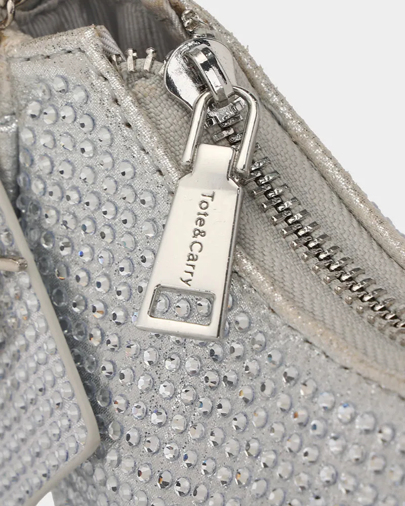Glam Crescent Purse in Silver