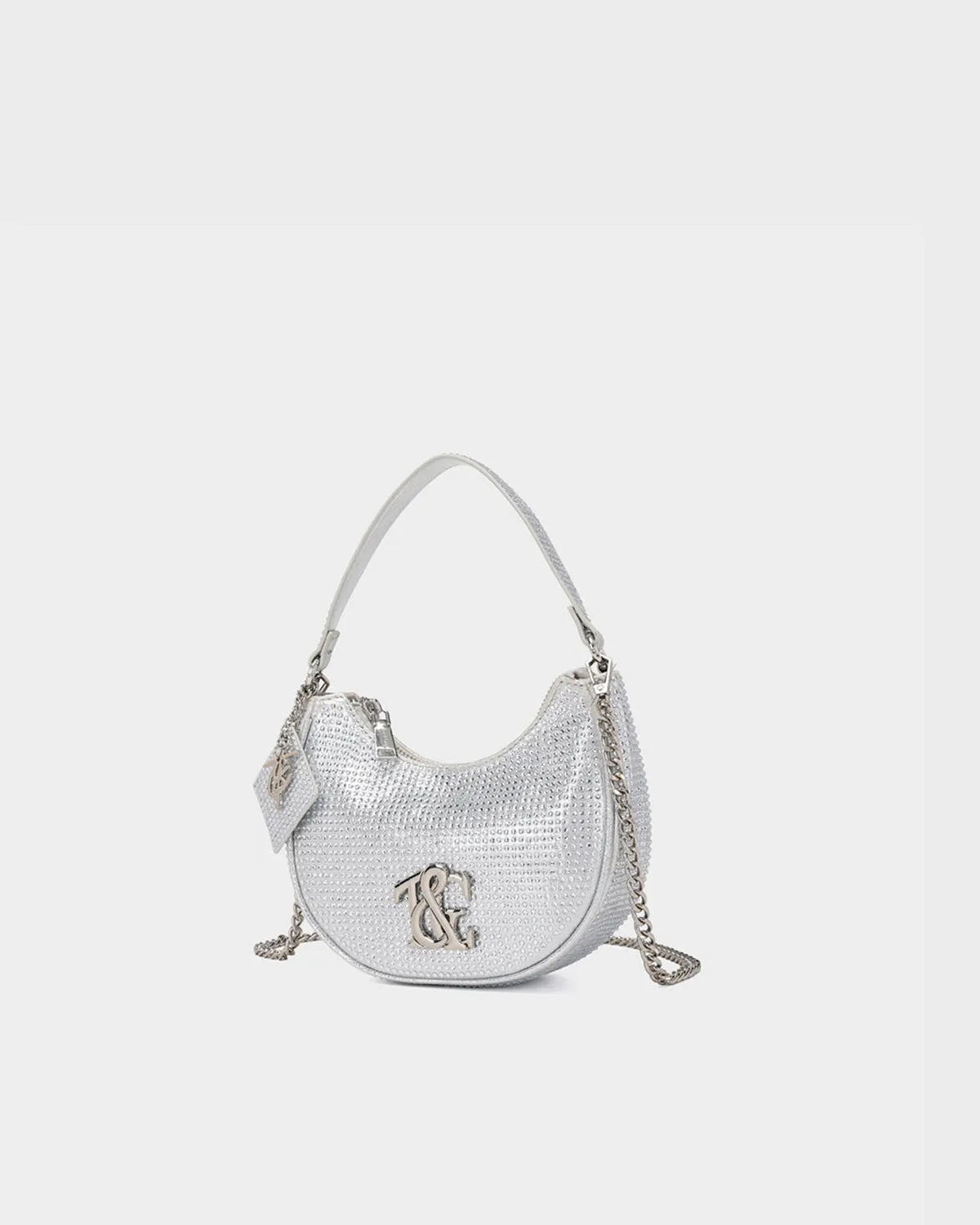 Glam Crescent Purse in Silver