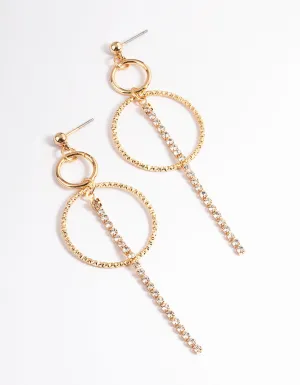 Gold Open Circle & Cupchain Drop Earrings