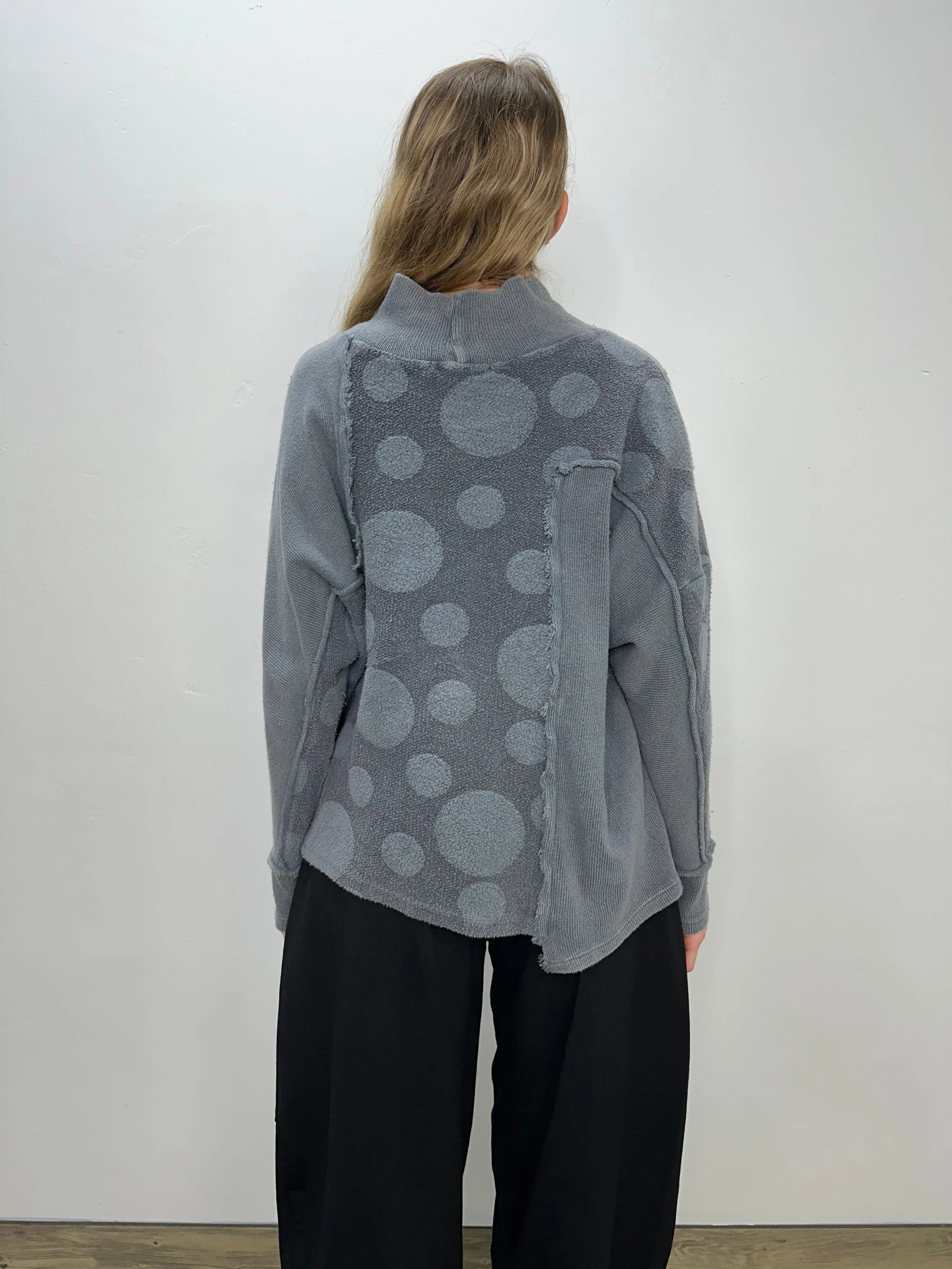 Gray Blue Vintage Wash Fleece Long Sleeve