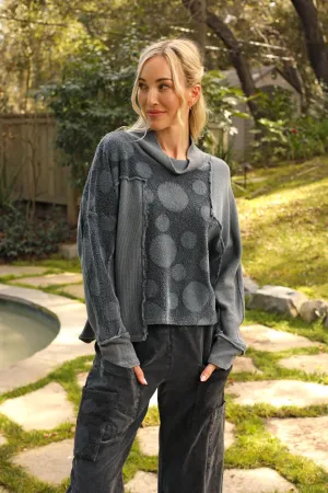 Gray Blue Vintage Wash Fleece Long Sleeve