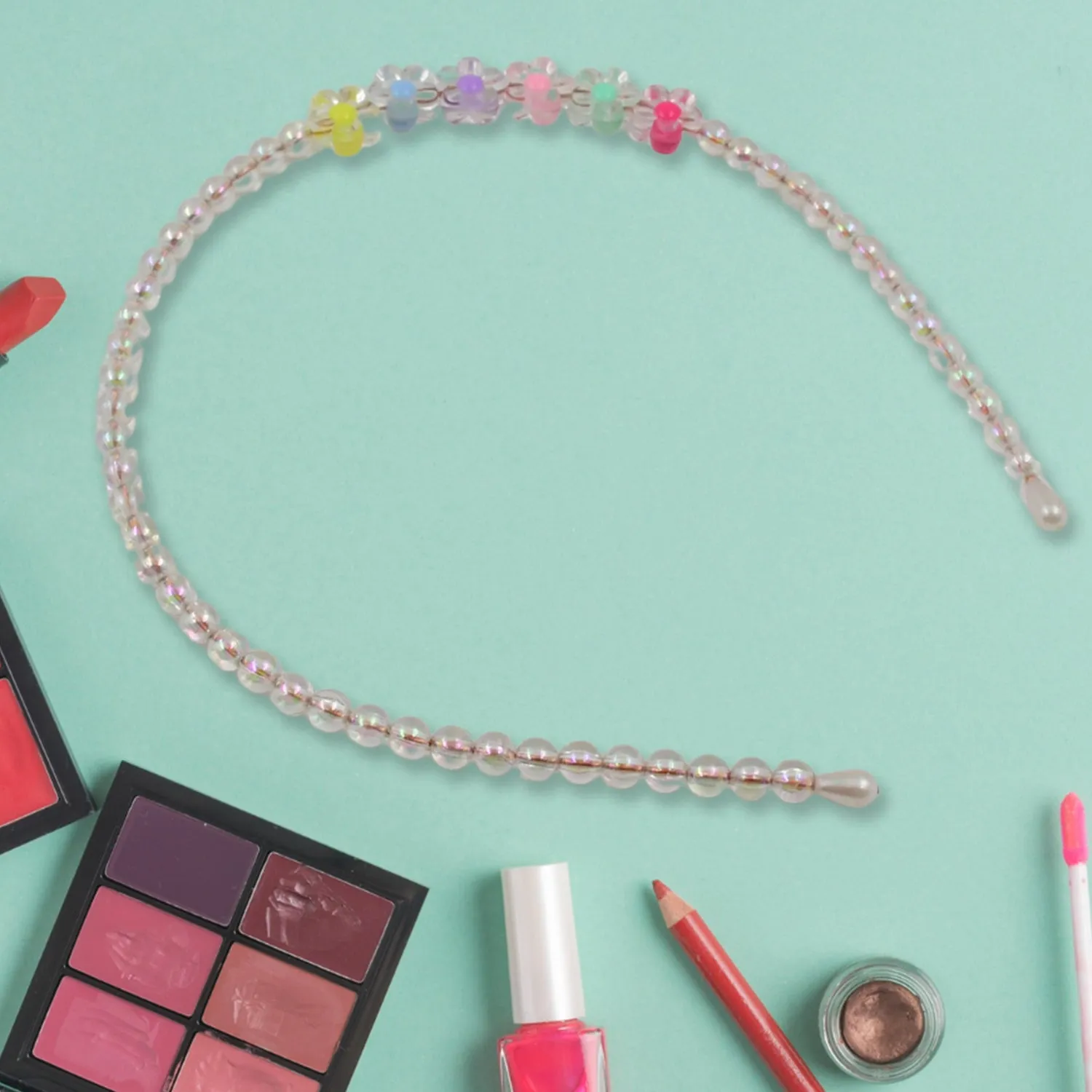 Hair Accessories Metal Handmade Colorful beads With Pearls Fancy Party Hairband (1 Pc / Mix Design)