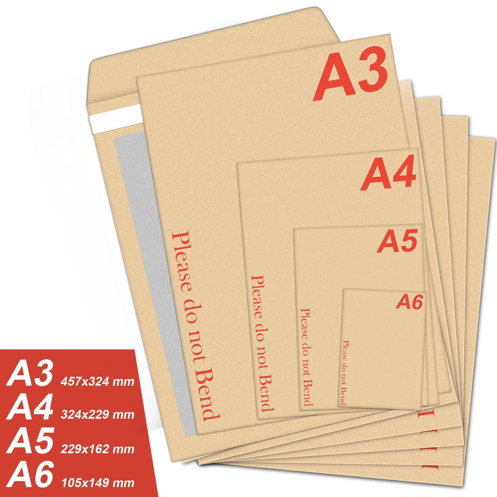 iSOUL A3 / A4 / A5 / A6 Do not Bend Envelopes Hard Board Back Manilla Envelope Brown