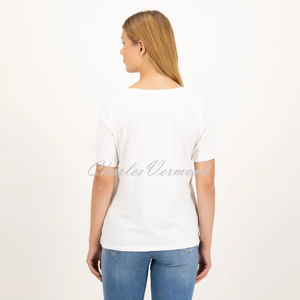 Just White Short Sleeve Printed Top - Style J1552