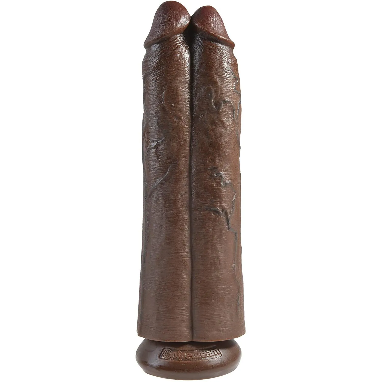 King Cock 11" Two Cocks One Hole - Brown