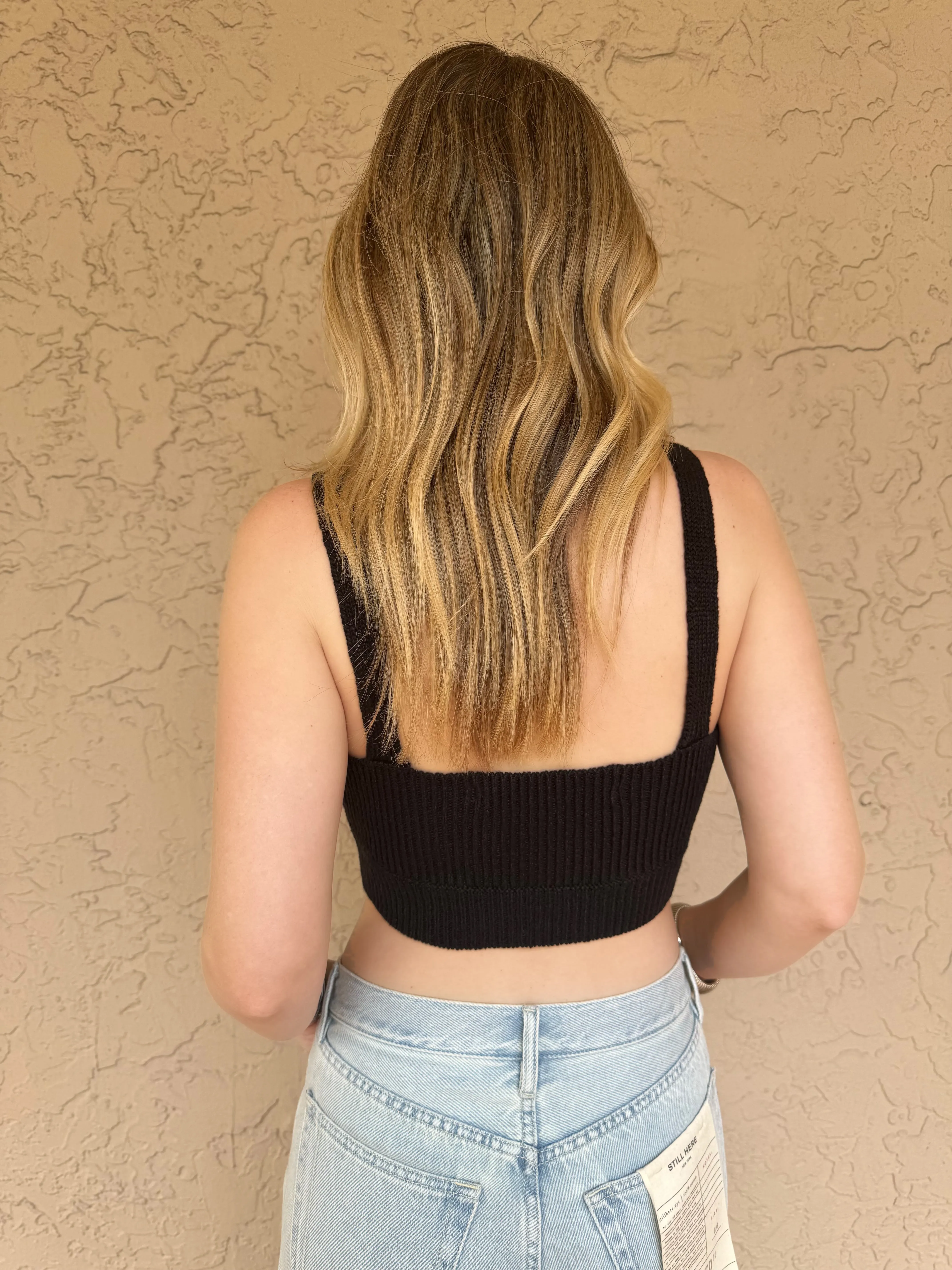 Linen Knit Bralette - Black