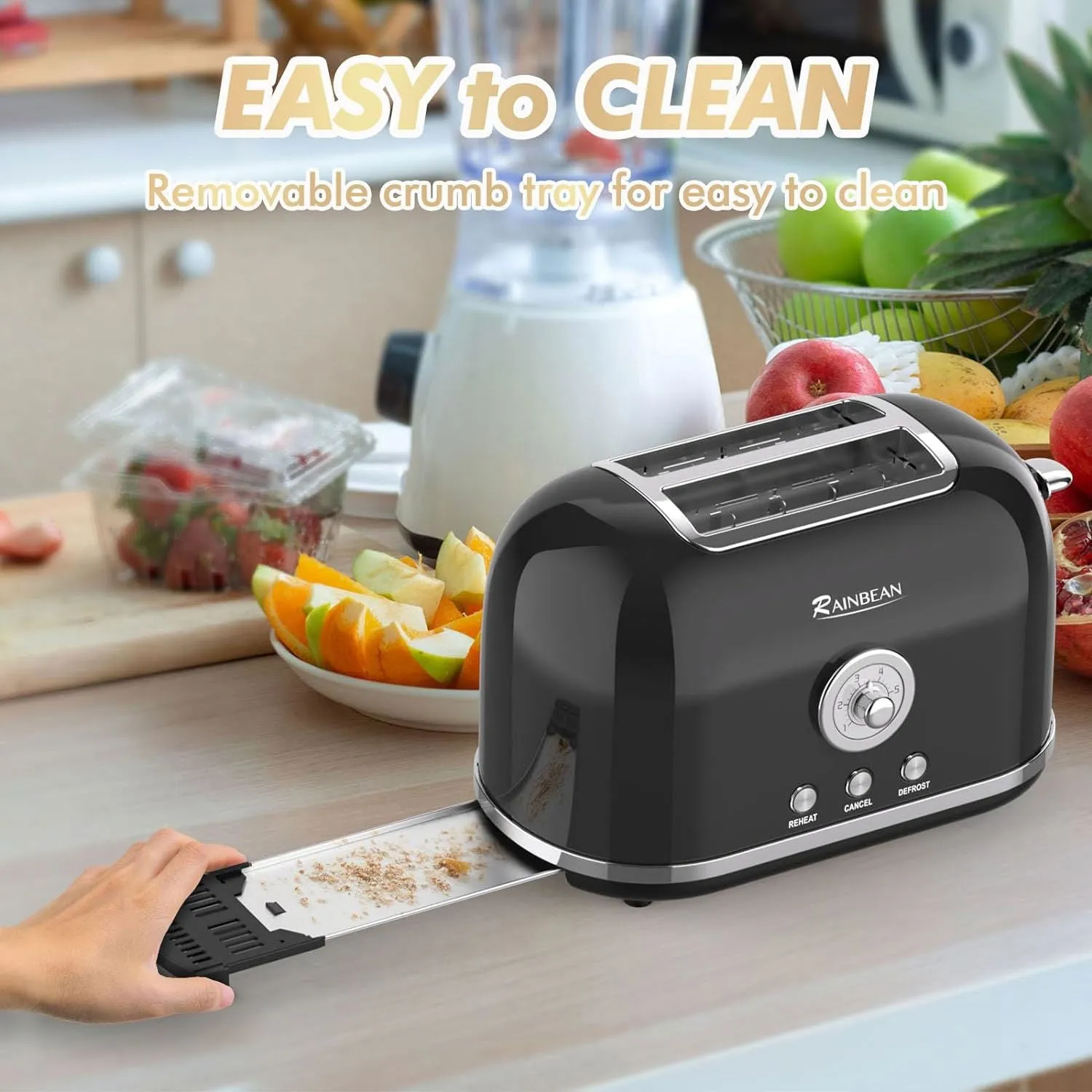 LovelyRLovely Retro Stainless Steel 2 Slice Toaster With 6 Bread Shade Settings