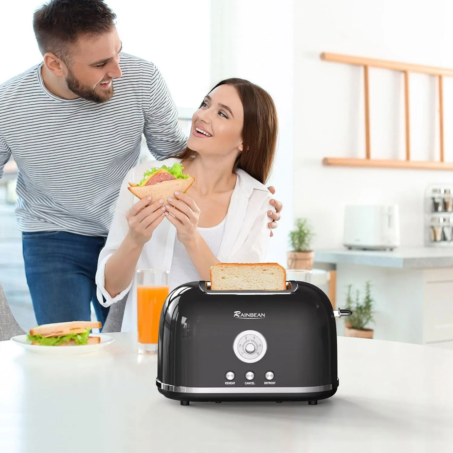 LovelyRLovely Retro Stainless Steel 2 Slice Toaster With 6 Bread Shade Settings