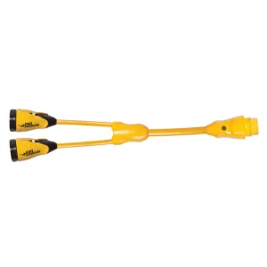 MARINCO 12998415 EEL Y Adapter, 50A 125V Male to 2-30A 125V Females
