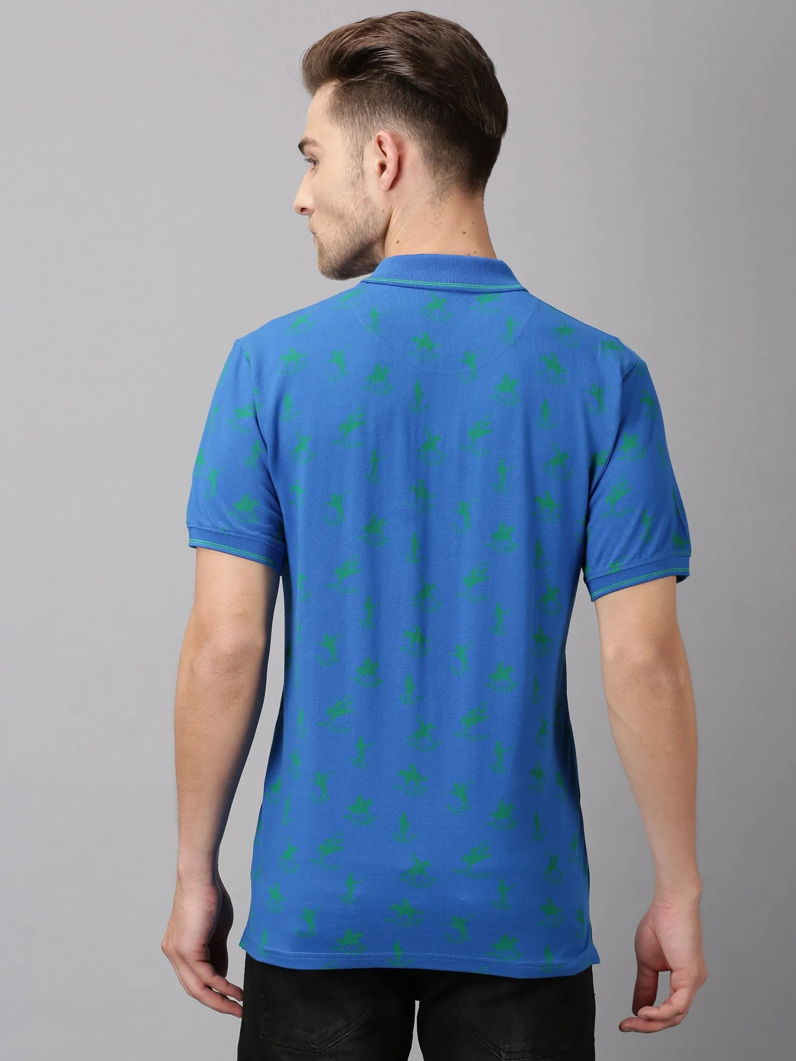 MEN'S ROYAL BLUE PRINT SLIM FIT T.SHIRT