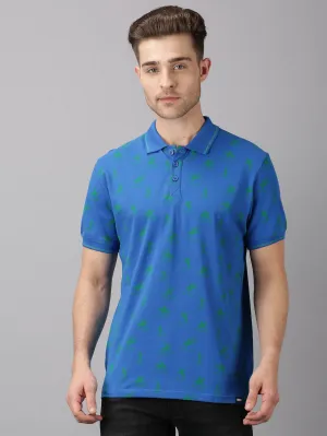 MEN'S ROYAL BLUE PRINT SLIM FIT T.SHIRT