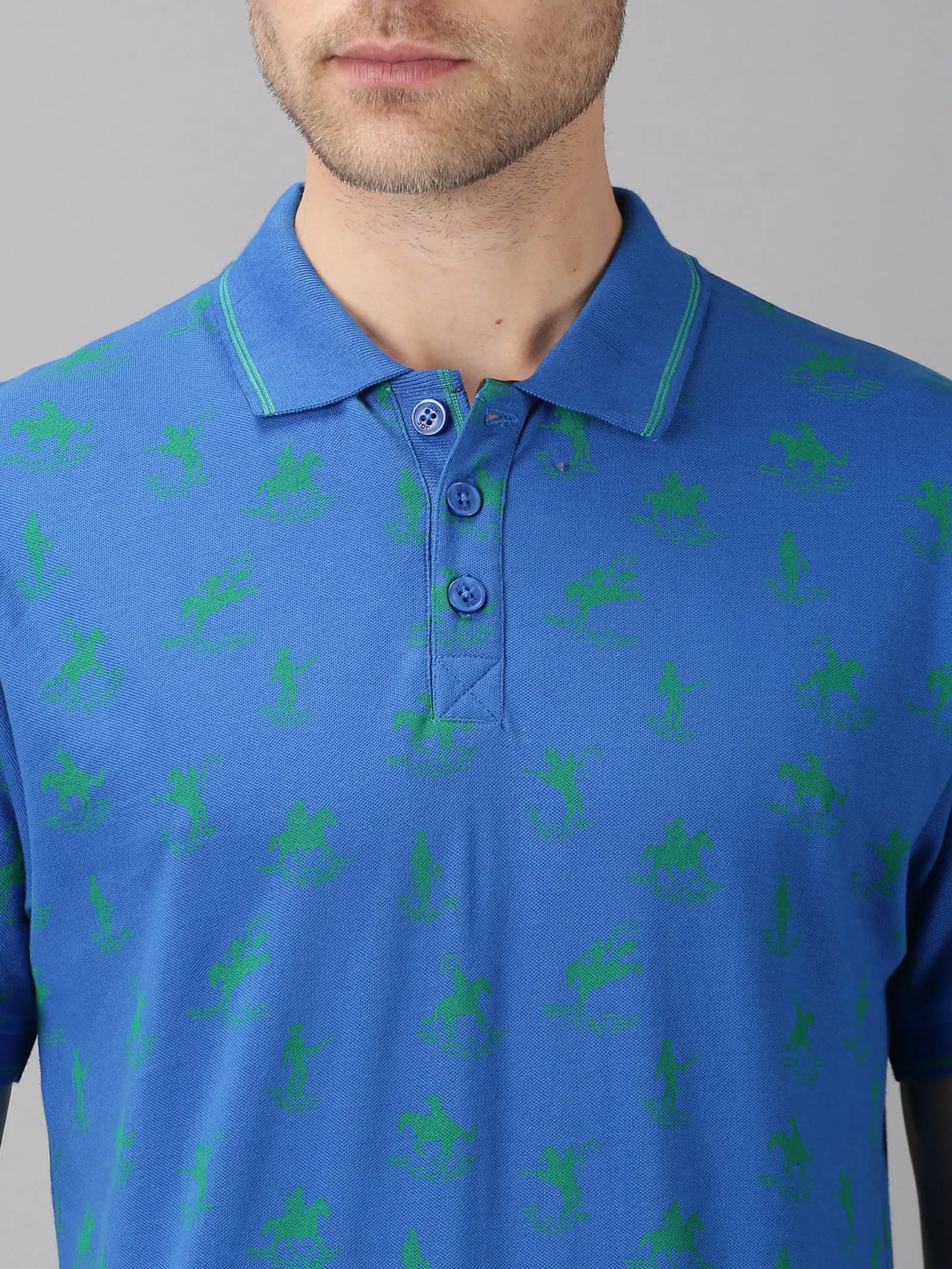 MEN'S ROYAL BLUE PRINT SLIM FIT T.SHIRT