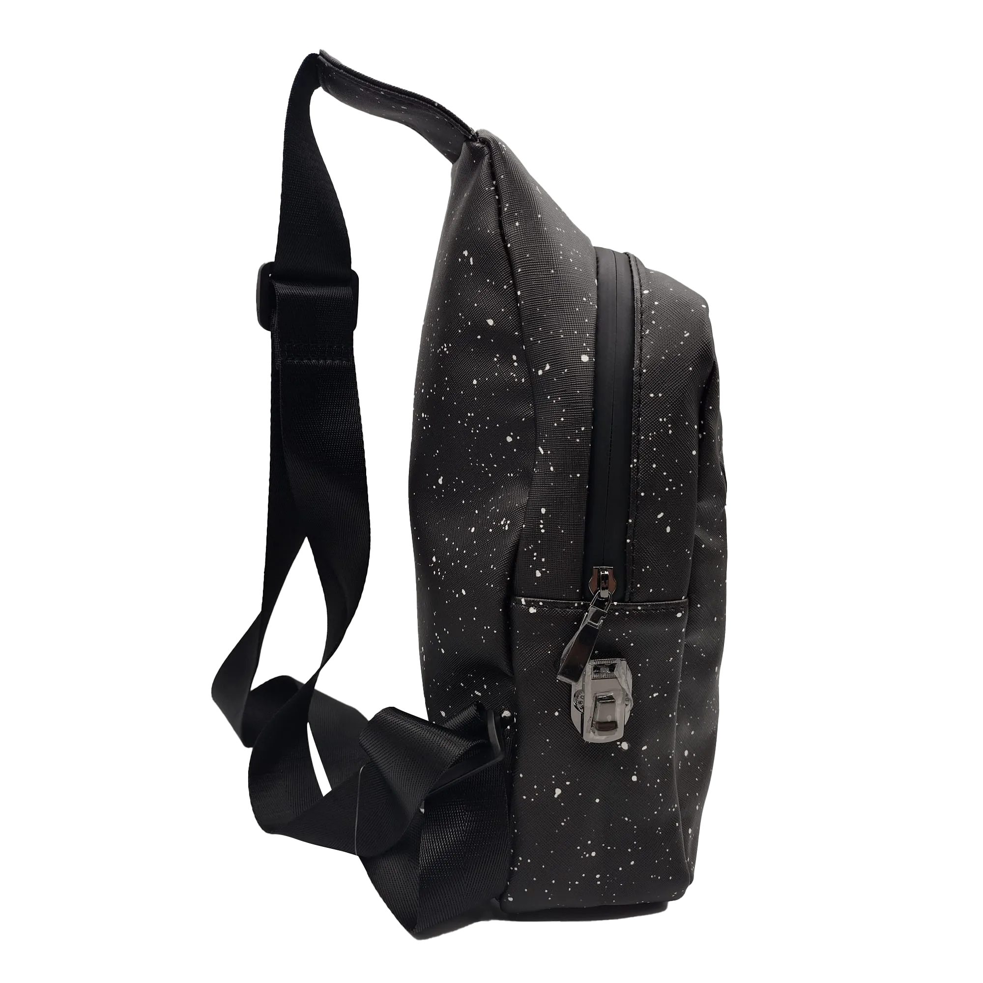 PREMIUM SAFFIANO LEATHER SHOULDER BAG l BLACK GALAXY
