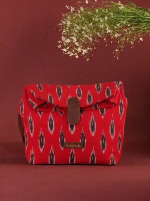 Red Black Fold Over Ikat Hand Bag - B0503