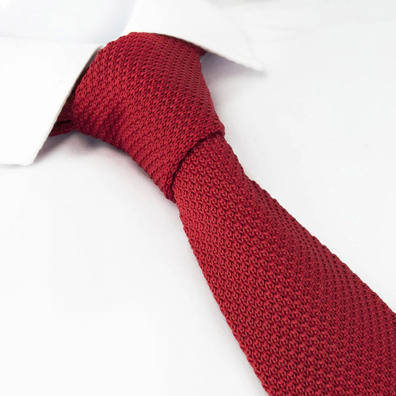 Red Knitted Square Cut Tie