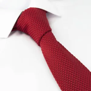 Red Knitted Square Cut Tie
