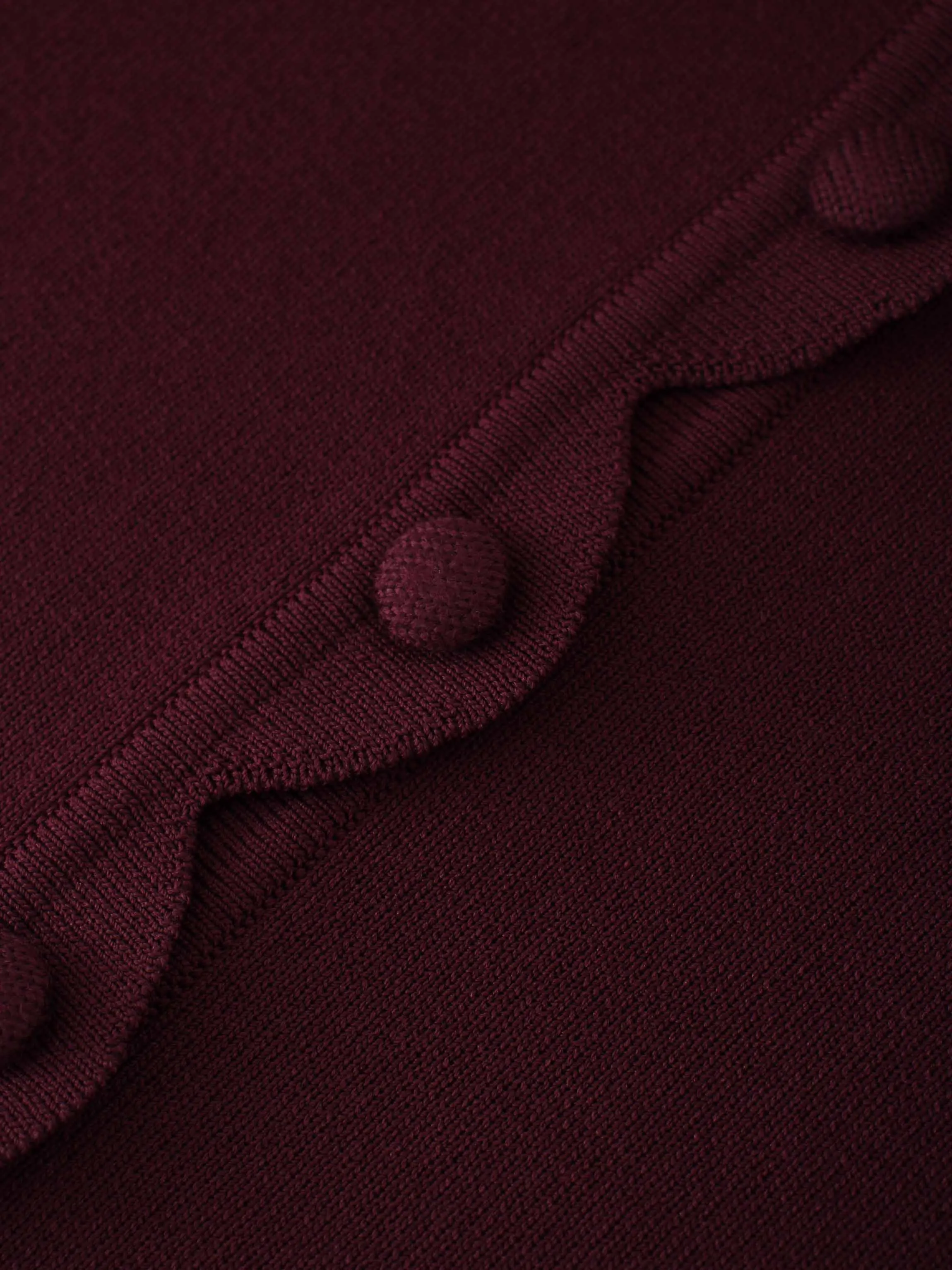 Scallop Edge Crew Cardigan SHORT-Wine