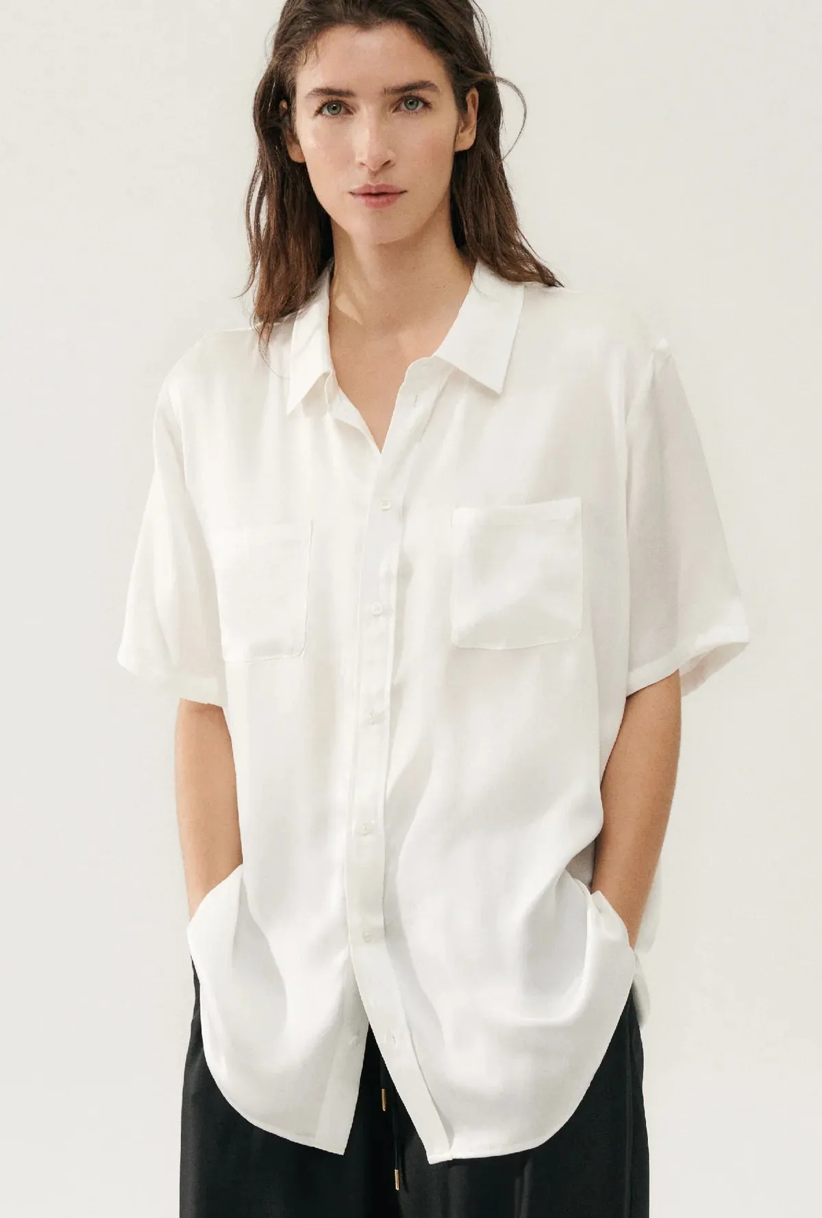 SHORT SLEEVE BOYFRIEND SHIRT WHITE