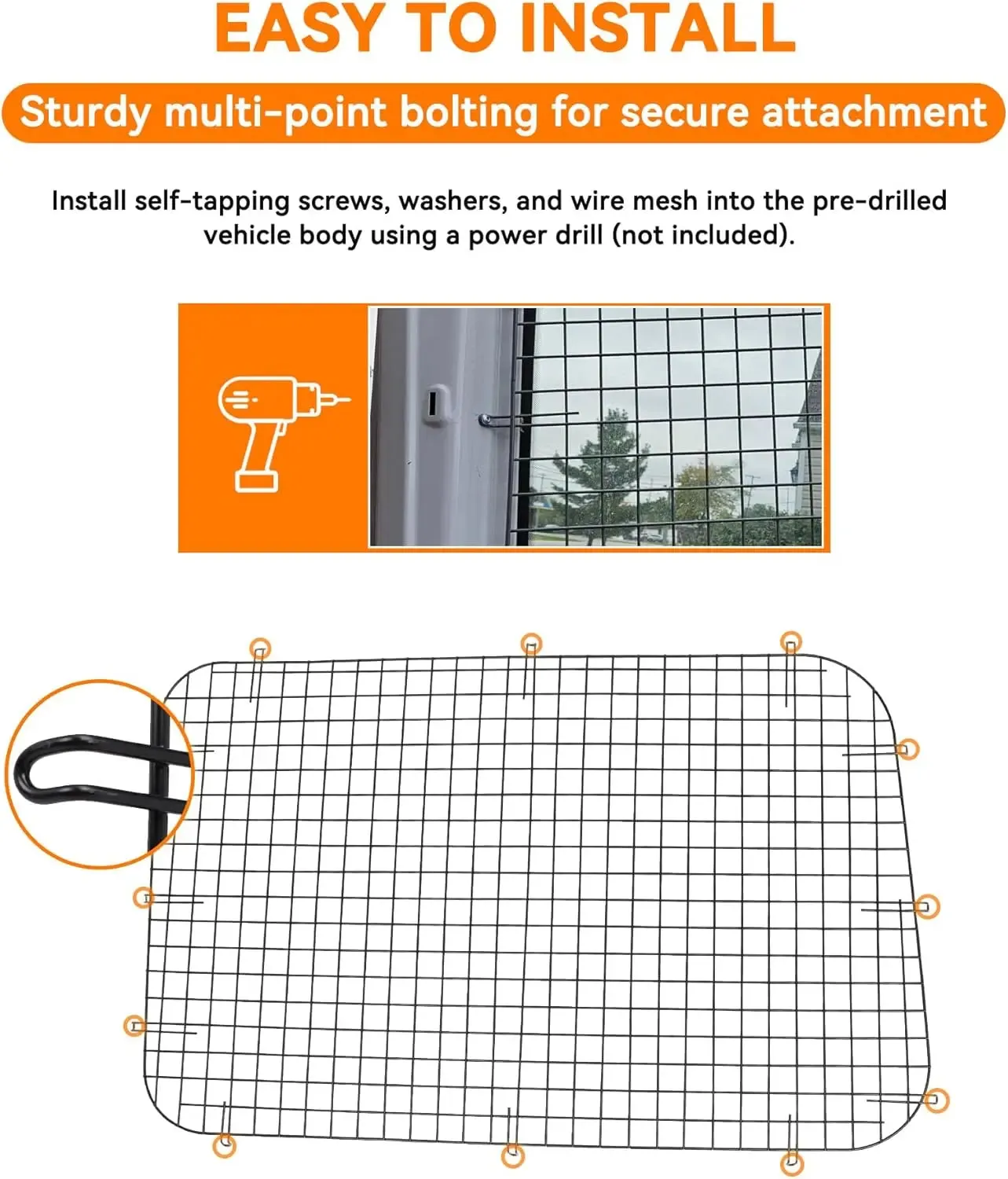 Side Security Window Screens for 2015-2024 Ford Transit High/Medium Roof