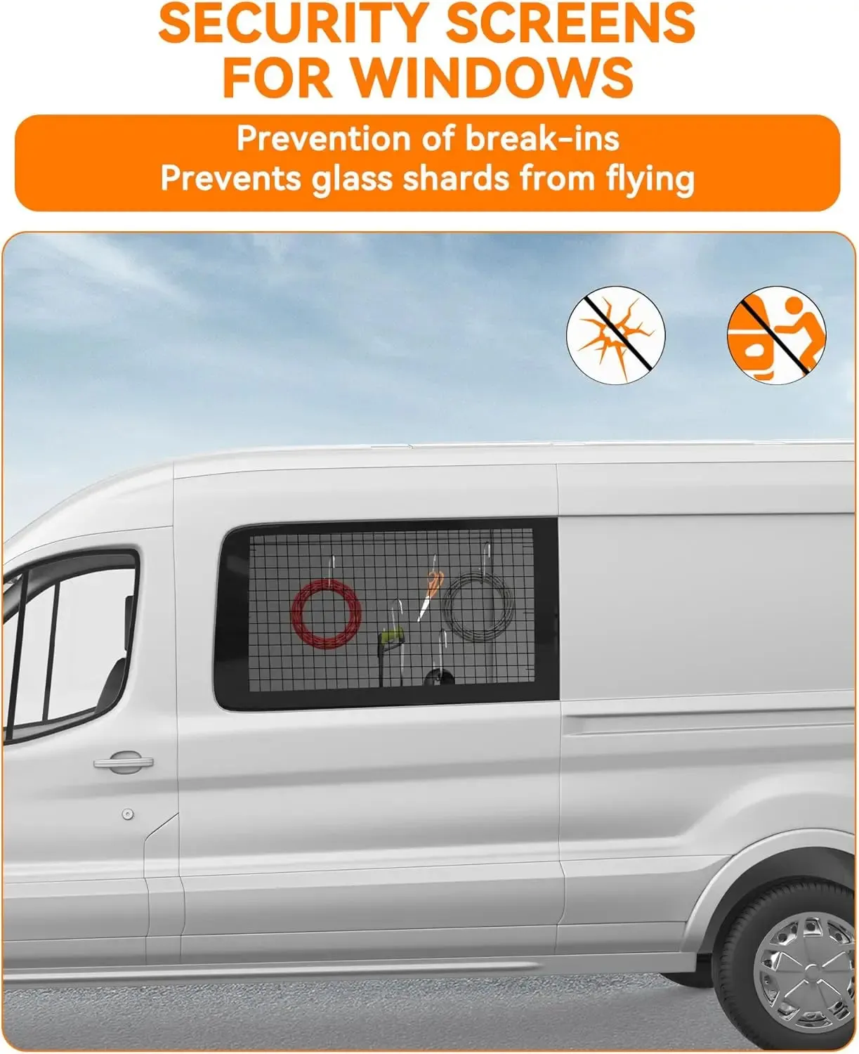 Side Security Window Screens for 2015-2024 Ford Transit High/Medium Roof