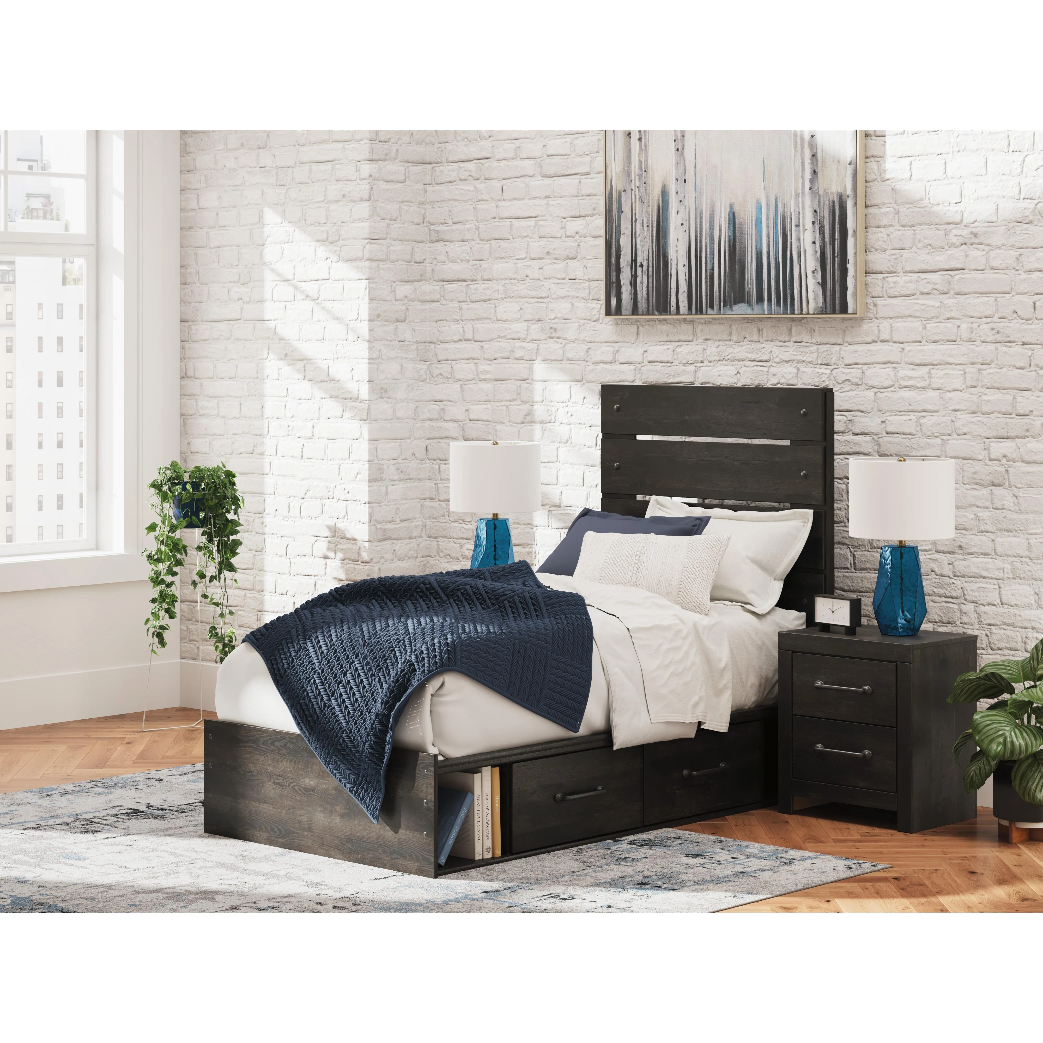 Signature Design by Ashley Hollivern Twin Panel Bed with Storage PCB2108-53/PCB2108-150/B100-11