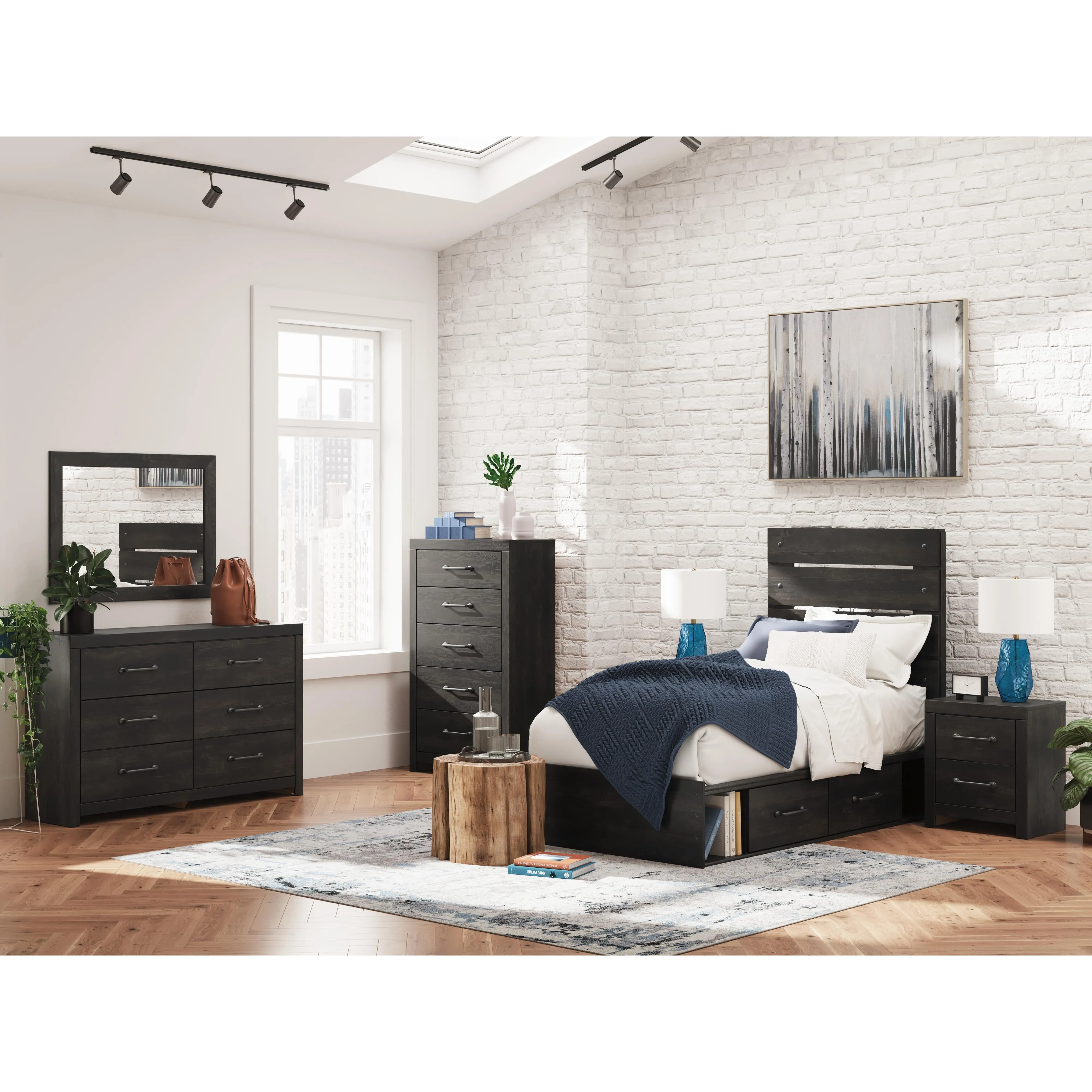 Signature Design by Ashley Hollivern Twin Panel Bed with Storage PCB2108-53/PCB2108-150/B100-11